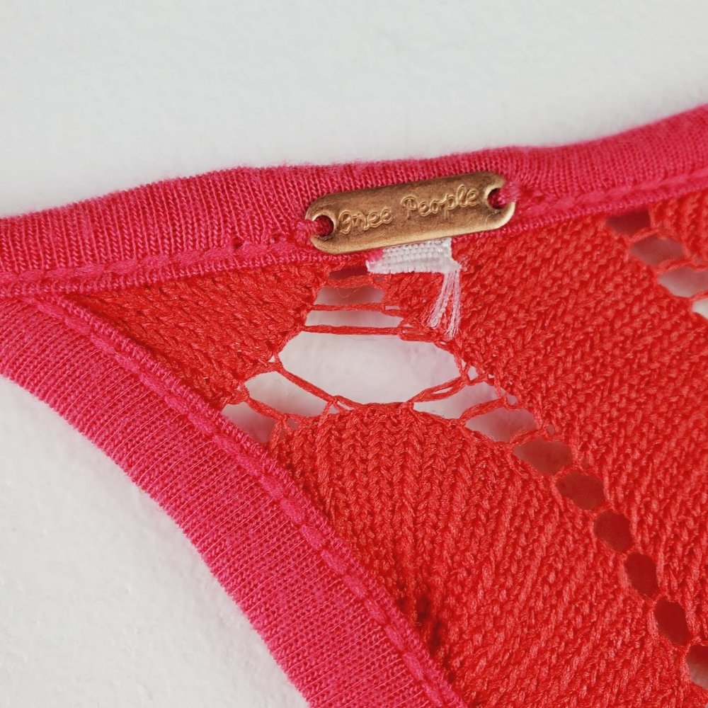 Free People Wild Thing Red Bodycon Crochet Dress Sz M - Picture 6 of 9
